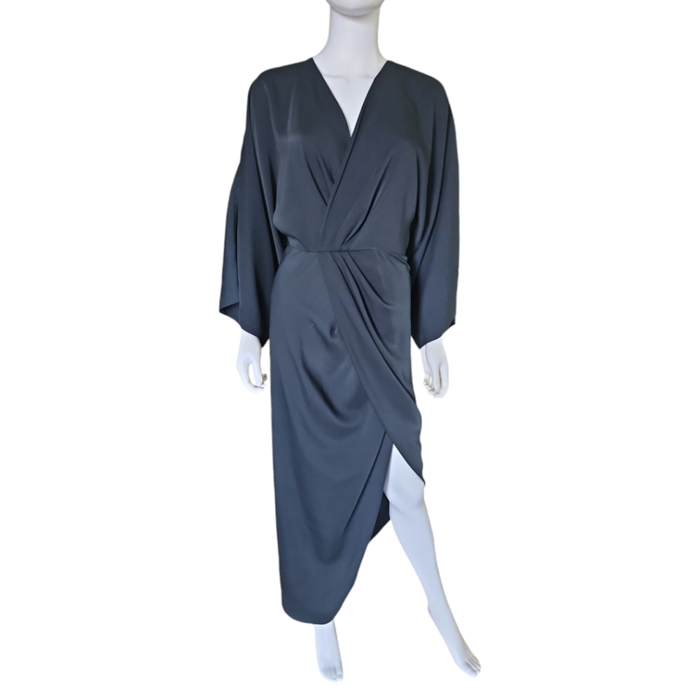 ACLER | Baker Black Wrap Style Midi Dress in Size US 4